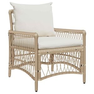 vidaXL Tuinstoel met kussen Beige 73 x 61 x 77 cm poly rattan