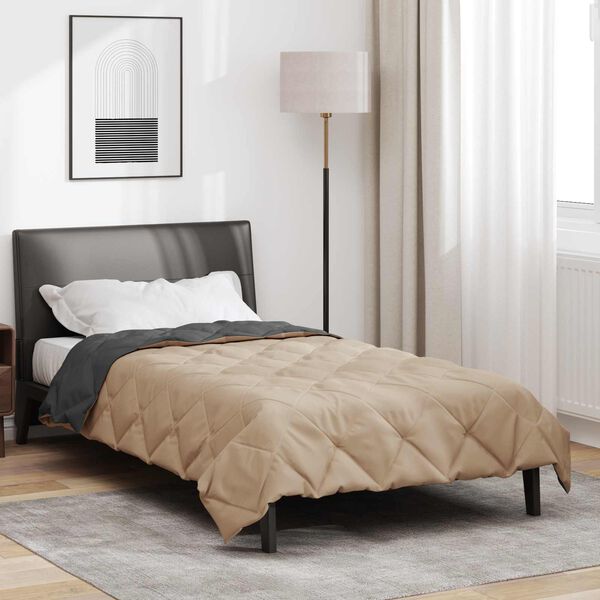 vidaXL Zomer Dekbed Antraciet en Taupe 220 x 155 cm Microfiber