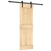 vidaXL Schuifdeur Naturel en Zwart 70 x 210 cm Massief Grenenhout