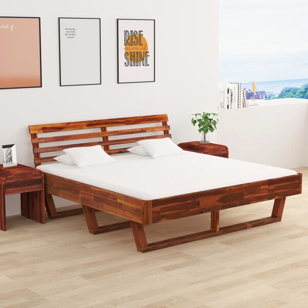 vidaXL Bedframe met 2 nachtkastjes 180x200 cm massief acaciahout