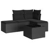 vidaXL 5-delige Loungeset met kussens poly rattan zwart