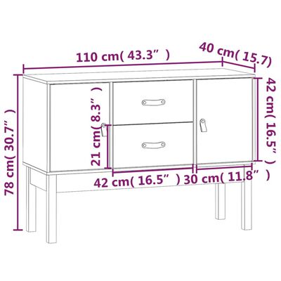 vidaXL Dressoir 110x40x78 cm massief grenenhout