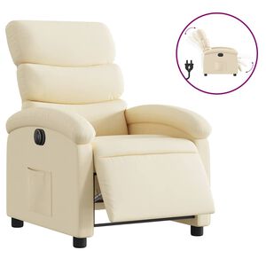vidaXL Fauteuil verstelbaar elektrisch stof cr&egrave;mekleurig