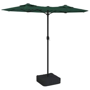 vidaXL Parasol dubbel met LED's 316x145 cm groen