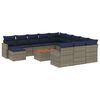 vidaXL 13-delige tuinbankset met kussens, grijs polyrotan