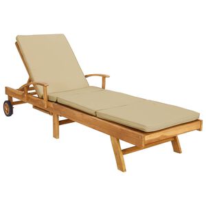 vidaXL Ligstoel met Kussen 100% Polyester Massief Teak