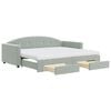vidaXL Slaapbank onderschuifbed en lades 90x200 cm fluweel lichtgrijs