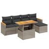 vidaXL 6-delige Loungeset met kussens poly rattan grijs
