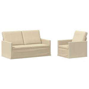 vidaXL Bankstel 2 pcs Cr&egrave;mekleurig Stof