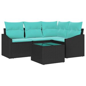 vidaXL Bankstel 5 st Zwart poly rattan