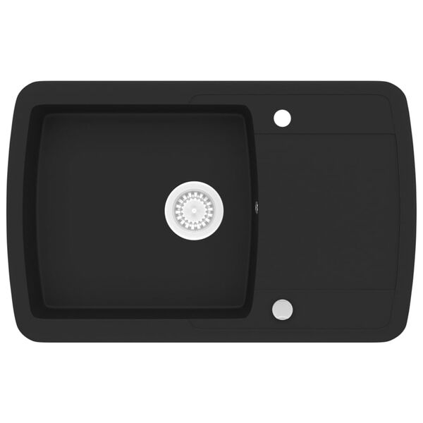 vidaXL Gootsteen enkele bak graniet zwart