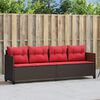 vidaXL Ligbed met luifel en kussens poly rattan bruin