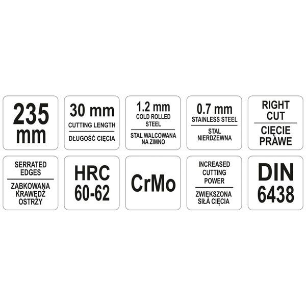 YATO Blikschaar gebogen rechts 235 mm groen