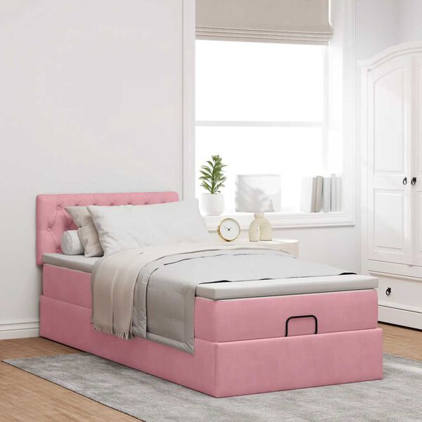 vidaXL Ottoman bed met matras 80x200cm fluweel roze