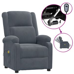 vidaXL Massagestoel elektrisch fluweel donkergrijs