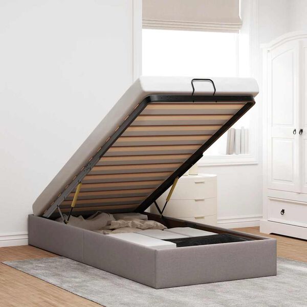 vidaXL Bedframe zonder matras 90x200 cm stof taupe