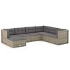 vidaXL 7-delige Loungeset met kussens poly rattan grijs