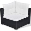 vidaXL 6-delige Loungeset met kussens poly rattan zwart