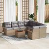 vidaXL Tuinbankenset met opslag 9 pcs Beige en Licht Grijs poly rattan
