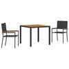 vidaXL Tuin eettafelset 3 st Zwart poly rattan