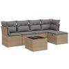 vidaXL 6-delige Loungeset met kussens poly rattan gemengd beige