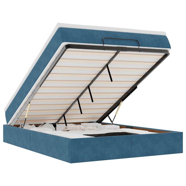 vidaXL Ottoman bed met matras 140x190cm fluweel donkerblauw