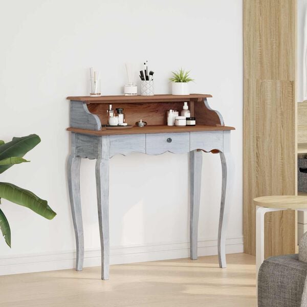 vidaXL Bureau met lade Wit 80 x 40 x 92 cm Massief Mahoniehout