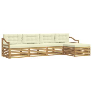 vidaXL Buiten bankenset 5 st Wit en cr&egrave;mekleurig Polyester