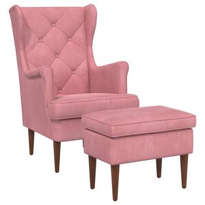 vidaXL Fauteuil met Voetenbank 2 st Roze Fluweel