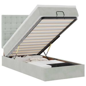 vidaXL Ottoman bed met matrassen en LED's 90x190cm fluweel lichtgrijs