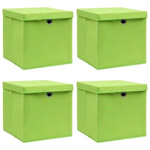 vidaXL Opbergboxen met deksel 4 st 32x32x32 cm stof groen