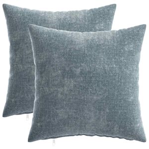 vidaXL Kussensloop 2 st HEERLEN Lichtblauw 35 x 35 cm Chenille Stof