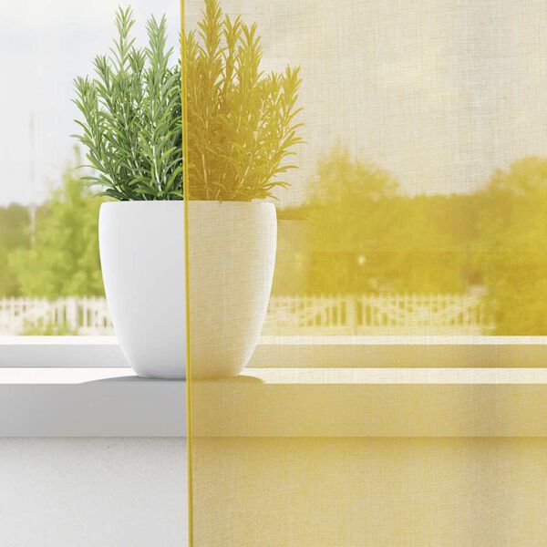 vidaXL Gordijnen voile met doorvoertules 2 st geel