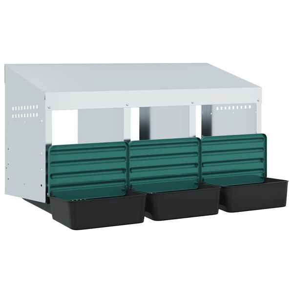 vidaXL Kippennestkast 3 compartimenten wandmontage gegalvaniseerd staal