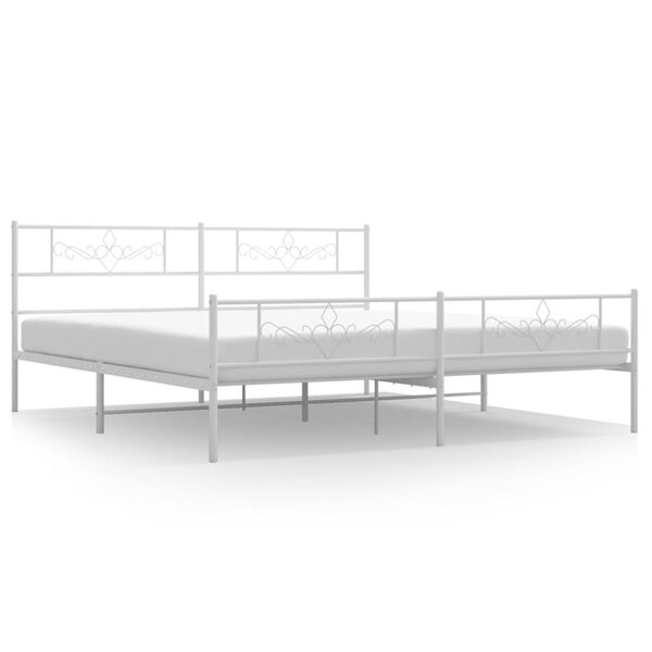 vidaXL Bedframe met hoofd- en voeteneinde metaal wit 180x200 cm