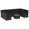 vidaXL 10-delige Loungeset met kussens poly rattan zwart