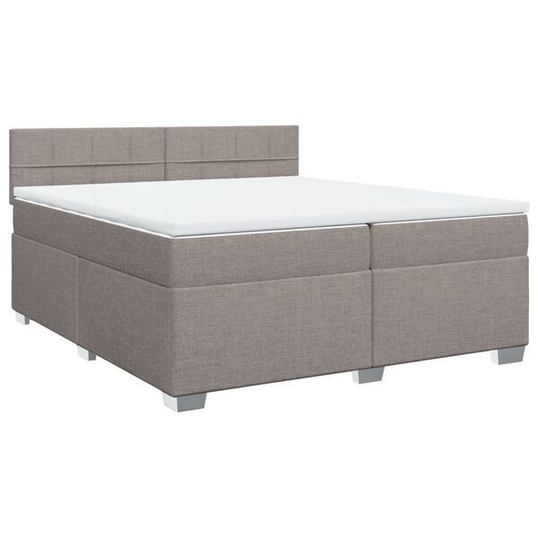 vidaXL Boxspring met matras stof taupe 200x200 cm