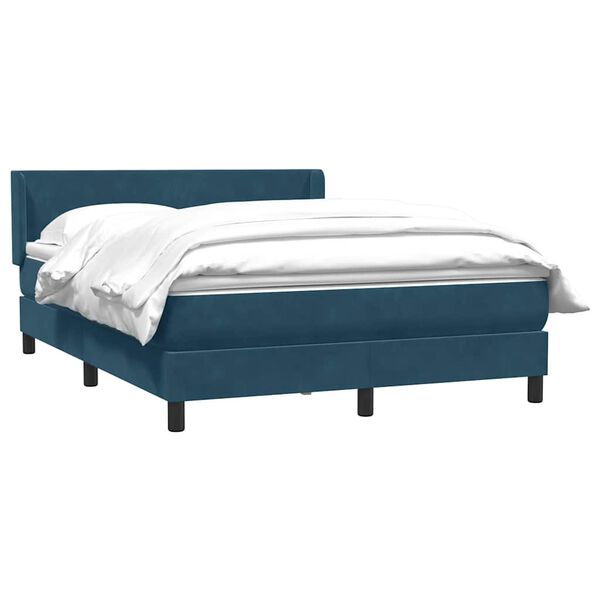 vidaXL Boxspring met matras fluweel donkerblauw 140x210 cm