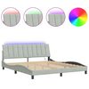 vidaXL Bedframe met LED zonder matras "Hanko" fluweel lichtgrijs 183x213 cm