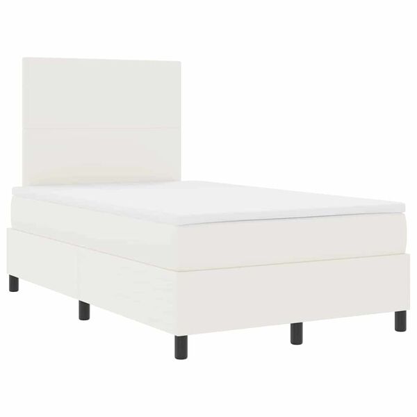 vidaXL Boxspring bed Cr&egrave;me en Wit 203 x 120 x 128 cm Katoenen stof