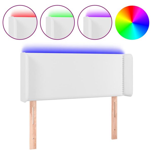 vidaXL Hoofdbord LED 103x16x78/88 cm kunstleer wit