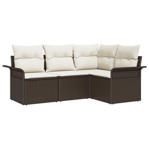 vidaXL Tuin Sofa Set met kussen 4 pcs Bruin poly rattan