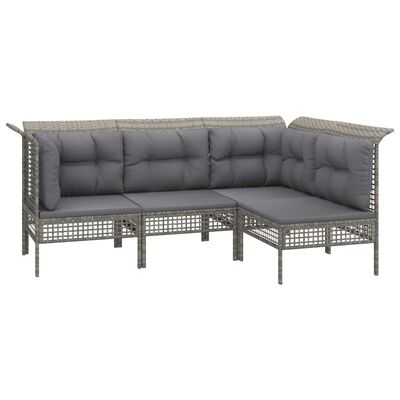 vidaXL 9-delige Loungeset met kussens poly rattan grijs