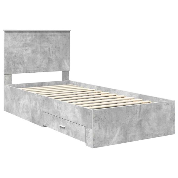 vidaXL Bedframe met hoofdeinde Beton Grijs 90 x 200 cm Bewerkt hout