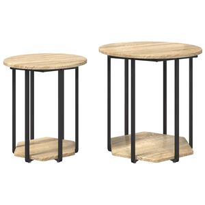 vidaXL Bijzettafelset 2 st Bruin 50 x 50 x 50,5 cm