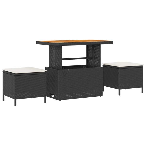 vidaXL Tuin Sofa Set met opslag 9 pcs Zwart Poly riet