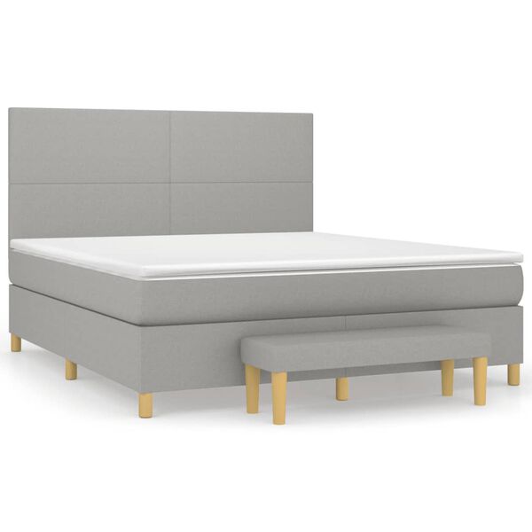 vidaXL Boxspring met matras stof lichtgrijs 160x200 cm