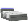 vidaXL Bed poef met matras en LED's 140x200 cm stof donkergrijs