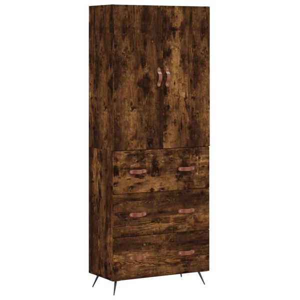 vidaXL Hoge kast 69,5x34x180 cm bewerkt hout gerookt eikenkleurig
