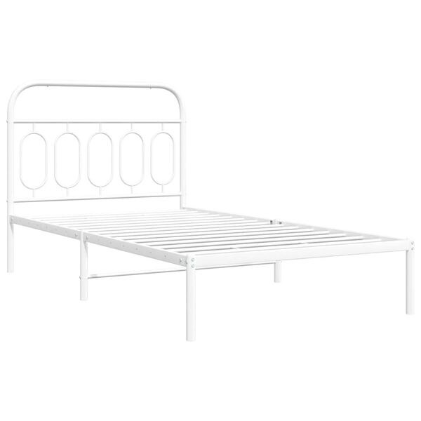 vidaXL Bedframe met hoofdbord metaal wit 100x200 cm